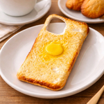 しっかり全面焼き　ネコちゃんバターとトーストのスマホケース　iPhone 全機種対応 食パン　食品サンプル　スマホカバー