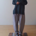 COTTON LINEN タックパンツ *グレー*　size FREE