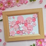 桜とうさぎのフレーム飾り＊ちりめんつまみ細工