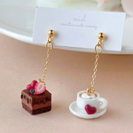 チョコレートケーキとカプチーノのピアス・イヤリング