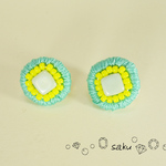 ［SALE］ビーズ刺繍イヤリング（グリーン）