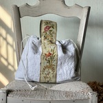 antique homespun linenヴィクトリア時代*織物*片手バッグ＊巾着バッグ