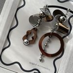 ［ラスト1点で終了］88✴︎PVC//Brown×silver//バイカラー［ピアス/イヤリング］