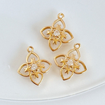 171)２個 /  チャーム / 18mm×15mm / ピアス / イヤリング / ハンドメイドパーツ /アクセサリーパーツ / インポート / メタルチャーム / ビジュー / フラワー