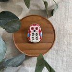 【広島】宮島フクロウ　ビーズ刺繍ブローチ《受注生産》