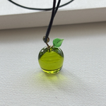 Green Apple ネックレス　ガラスのりんご　青リンゴ　ネックレス　チョーカー　長さ調節付き　