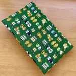 ブックカバー　柴犬と和菓子　緑　新書本サイズ