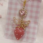 イニシャル付き天使いちごのめじるしチャーム