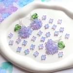 オリジナル新色★8mm アジサイ　クローバー　お花のガラスビーズ　ライトブルーグリッター×ピンク、ブルーグラデーション