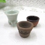 ミニチュア陶器花瓶と鉢のセットA
