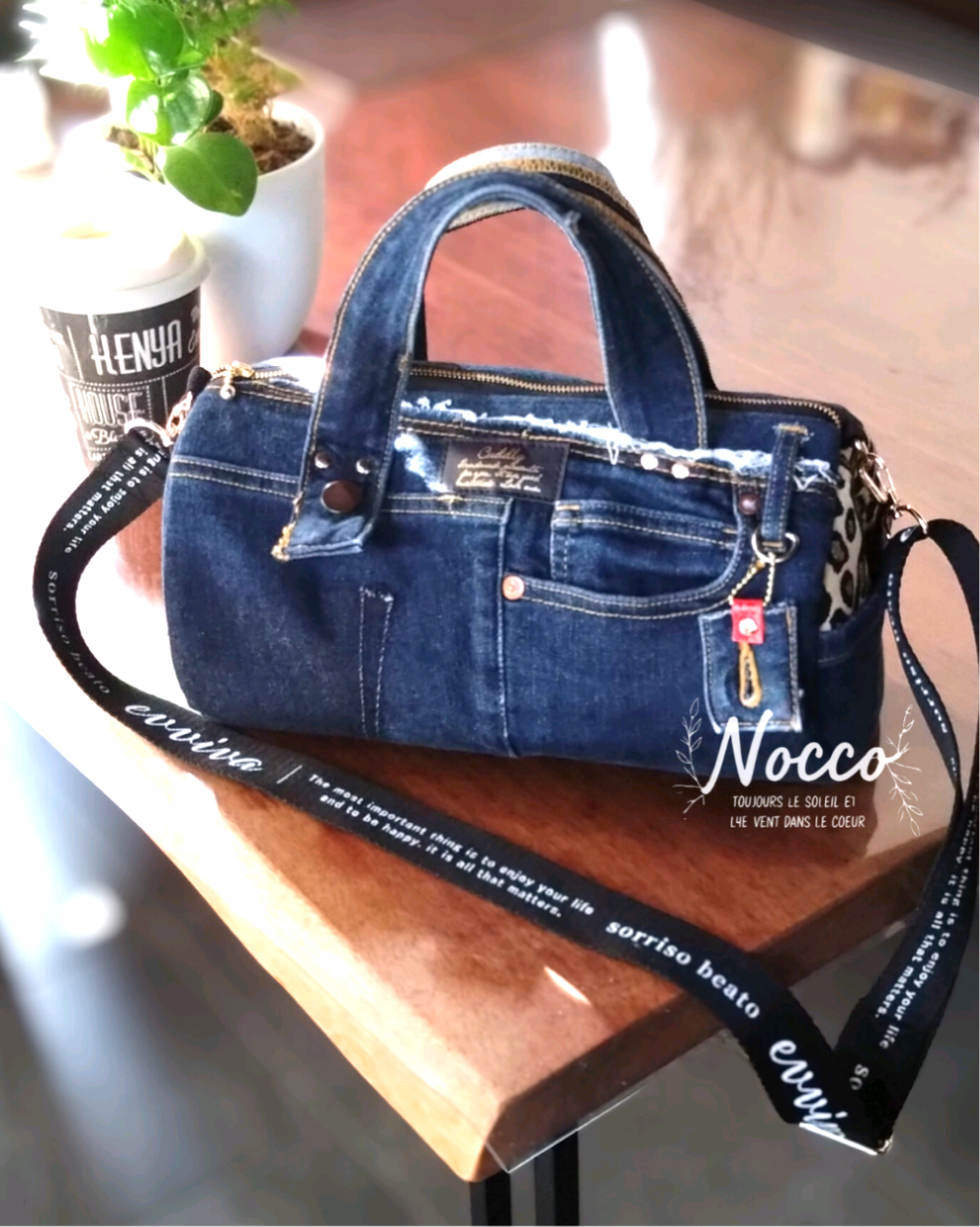 No.184【DENIM✖️POLKA DOTS❤️】サイドポケット付デニムリメイク