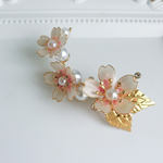 桜とパールの三日月ブローチ*マニキュアフラワー*卒業式*入学式