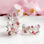 【白銀、春に染まる。】大人の透明感桜ピンク×シルバーワイヤーイヤリング  ピアス