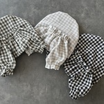 【犬服】チェック柄のゆったりやわらかバルーンスモックのお洋服