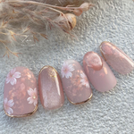 桜ニュアンスネイル（マット仕上げ）ネイルチップ｜春ネイル・卒業式・入学式、大人可愛い、桜ネイル、ピンクネイル