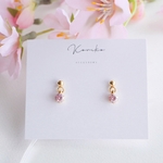 【ふんわり春色】モアサナイトの一粒揺れるピアス 4ｍｍ サクラピンク　桜 サージカルステンレス　金属アレルギー対応　モアッサナイト