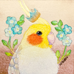 【ミニ原画】オカメインコとキュウリグサ