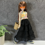 だんだんフリルスカート☆ドール洋服☆22センチドールの洋服☆黒