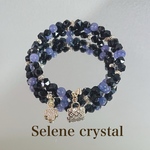 タンザナイト　オニキス　ワイヤー3連ブレスレット　　天然石ブレスレット　Selene crystal
