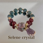 眠り猫　アラシャン瑪瑙　ブレスレット　ビーズタッセル天然石ブレスレット　Selene crystal