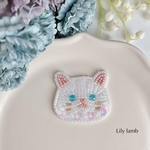 ビーズ刺繍の猫　※受注制作