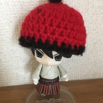 大きめニット帽：赤ポンポン