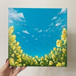 2月のお花『菜の花』25㎝×25㎝絵画/アクリル画/テクスチャーアート/アート/キャンバス/インテリア