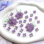 オリジナル新作★紫陽花　ライラック　クローバー　フラワー　お花のアセテートパーツ　ゴールドグリッター×スモーキーパープルグラデーション