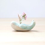 子クジラの花挿しオブジェ ウォーターブルー ＊ ドライフラワー付き