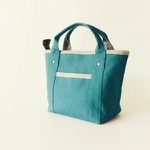 《30％off》トートバッグ【ランチバッグにも】ブルー×グレー
