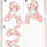 chan.ce オリジナルステッカー　　3種6枚入り  優しい春に包まれて💗🍓　　ガーリー　人物ステッカー　春　ピンク　イチゴ　苺　女の子ステッカー