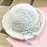【SALE】春夏用ひらひら日よけベビー帽子 編み物 コットン ラメ 赤ちゃん ベビー用品