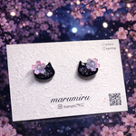 【受注生産】夜桜の猫ピアス