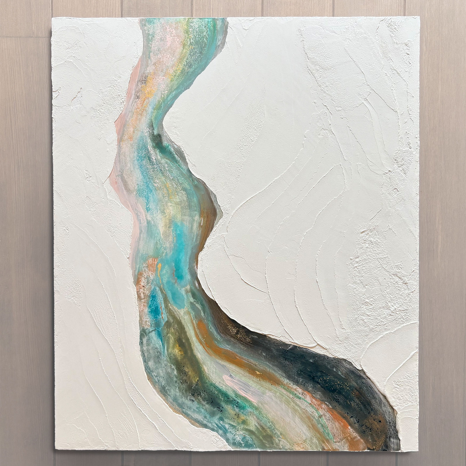川の流れ【原画/漆喰テクスチャーアート/アクリル画】絵画 - DENNY