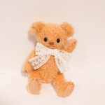 小さなオレンジモヘア テディベア 14cm