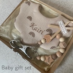 出産祝いgift3点set＊名入れスタイ歯固めラトル