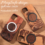 iPhone ケース 木製 iPhone17 iPhone16 iPhone15 iPhone14 iPhone13 magsafe マグセーフ 和柄 文様 浮世絵 12 se3 se2 ウッド