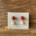 【ピアス】艶苺と雫パールの揺れるピアス｜赤い果実とパール｜大人可愛い いちごアクセサリー