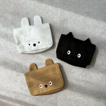 キョロキョロ動く👀アニマル移動ポケット　マチ付き　クマ　ネコ　入園準備　入学準備　プチギフト　アニマルポーチ　くま　猫　動物　ポケットティッシュ　入園祝い　入学祝い　スナップボタン
