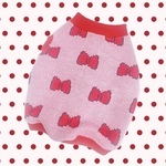♡新作犬服オーダー★あったか〜リボン柄ニットタンクトップピンク中型犬小型犬フレブル服パグ服フレンチブルドッグ服中型犬小型犬ボストンテリア服
