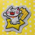 流れ星と猫のワッペン