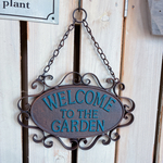 再入荷♡【シャビーなwelcome gardenプレート】植物と同梱の場合、送料無料♡ジャンクガーデン雑貨！青茶
