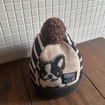キッズ L〜大人 ＊ポンポン付き ニット帽＊フレンチブル ×ボーダー ＊  帽子 56〜60