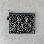 人気のチューリップ柄🌷インド刺繍リボンのポケットティッシュポーチ【ブラック】