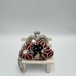 【ハンドメイド】 ミニがま口ポーチ キーホルダー付き 招き猫