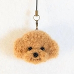 【受注作成・毛色選べる】羊毛フェルトの犬  トイプードルの顔だけストラップ（にっこり）
