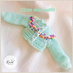 mint green カラフルポンポンニット   22cmドールアウトフィット 22cmドール服