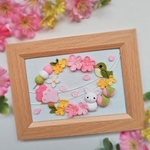 春のお花見フレーム飾り＊ちりめんつまみ細工
