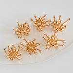469)フラワーパーツ（約14×9mm・2個）/ 花芯 / ゴールド / ピアス・イヤリング素材
