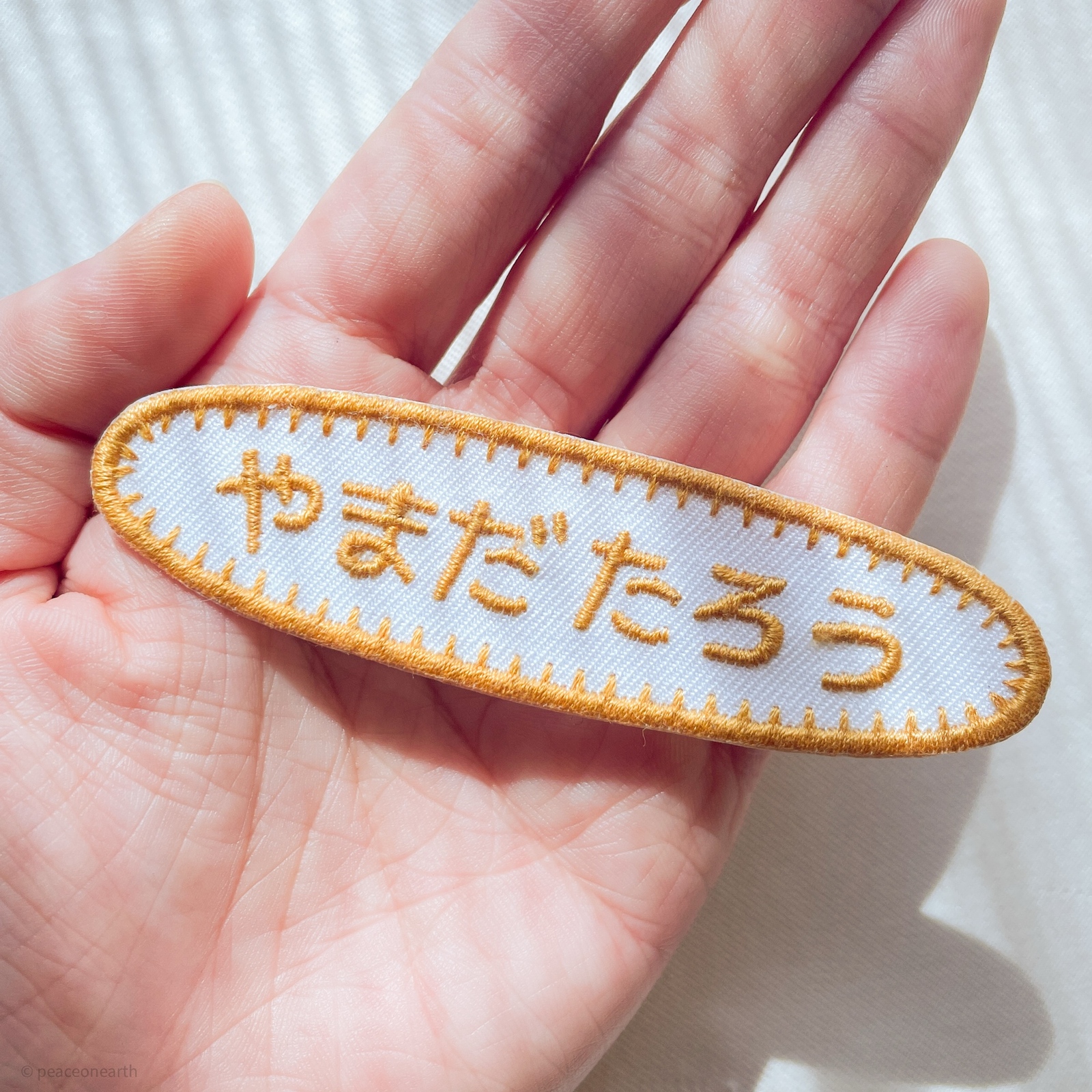 Mサイズ 楕円形】おしゃれでシンプルな刺繍お名前ワッペン｜アイロン
